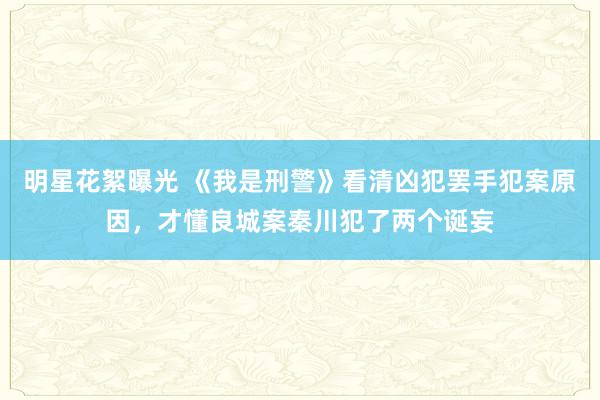 明星花絮曝光 《我是刑警》看清凶犯罢手犯案原因，才懂良城案秦川犯了两个诞妄