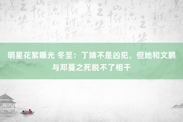 明星花絮曝光 冬至：丁婧不是凶犯，但她和文鹏与邓蔓之死脱不了相干