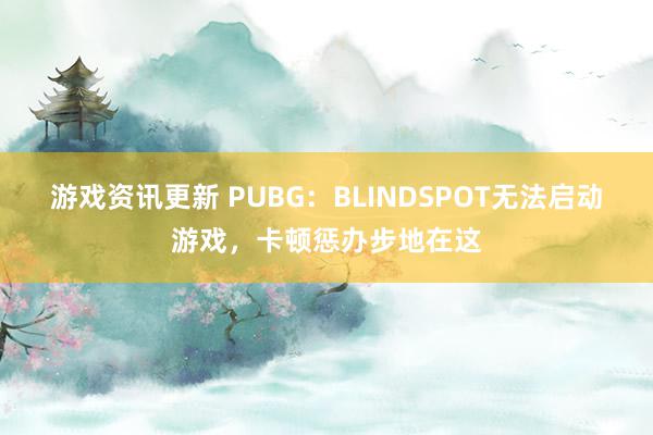 游戏资讯更新 PUBG：BLINDSPOT无法启动游戏，卡顿惩办步地在这