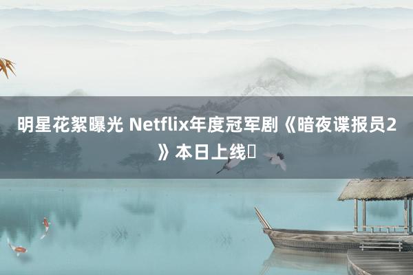 明星花絮曝光 Netflix年度冠军剧《暗夜谍报员2》本日上线❗